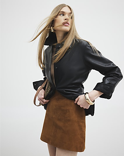 Brown Suede Mini Skirt