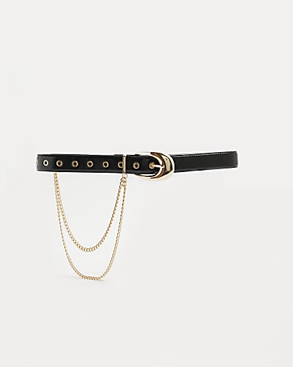 Black Draped Chain Belt