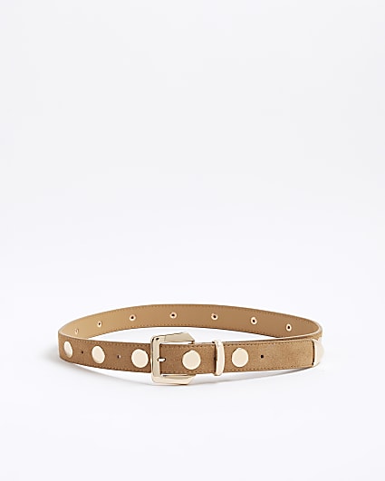 Brown Suede Studded Belt