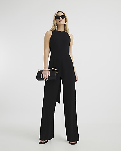 Black Sleeveless Bow Back Jumpsuit