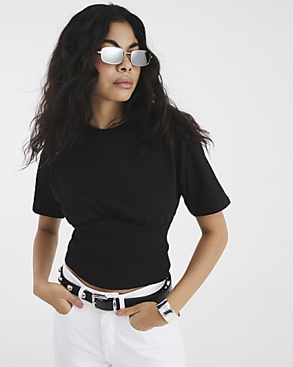 Black Corset Hem T-Shirt