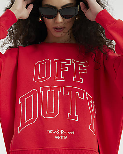 Red Long Sleeve Off Duty Sweatshirt