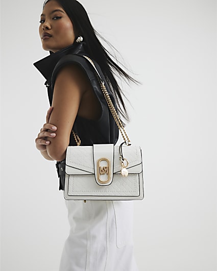 White Panelled Monogram Shoulder Bag