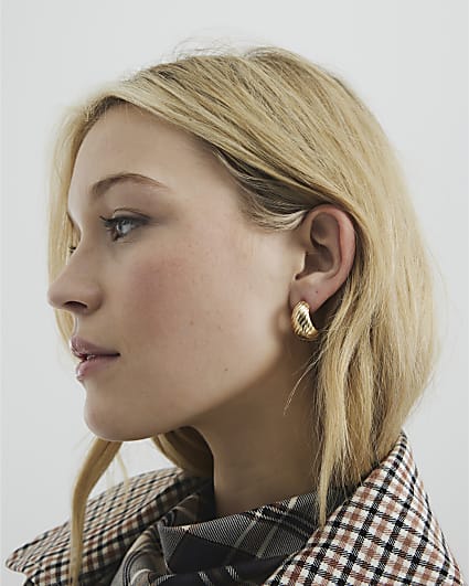 Gold Plisse Dome Stud Earrings