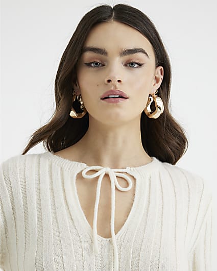 Gold Organic Hoop Earrings