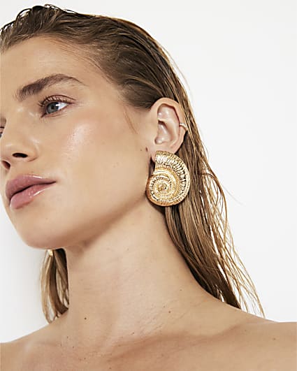 Gold Mega Shell Stud Earrings