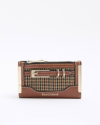 Brown Check Buckle Mini Purse