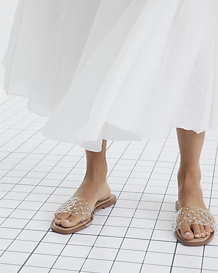 Clear Wide Fit Perspex Laser Cut Mule Sandals