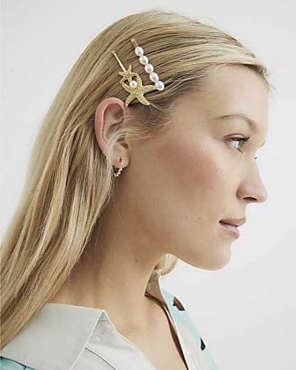 Gold Shell Hair Clip Set