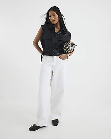 Petite White High Rise Balloon Jeans