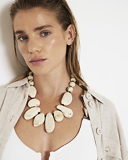 Cream Large Stones Necklace