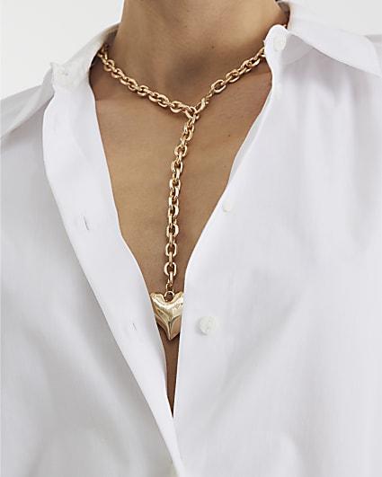 Gold Multi Wear Heart Chain Necklace