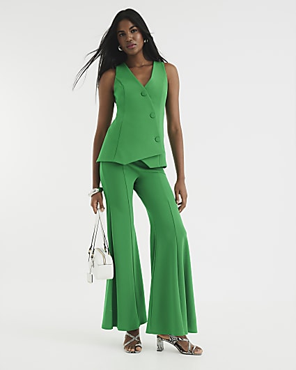 Green Wide Flare Trousers