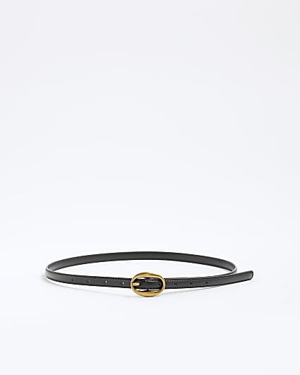 Black Bubble Buckle Skinny Belt