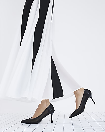Black Mesh Court Heels