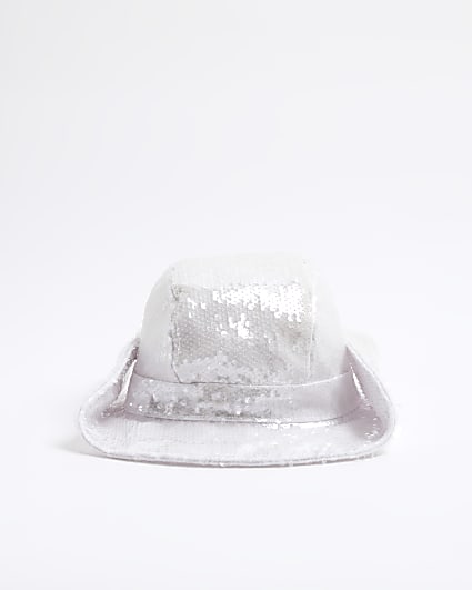 White Pastel Sequin Hat