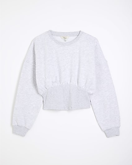 Petite Grey Corset Hem Sweatshirt