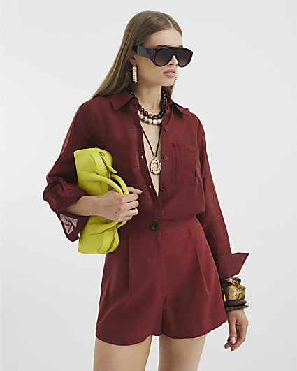 Brown Long Sleeve Utility Shirt