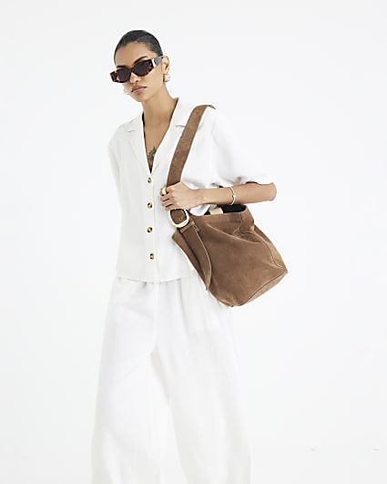 White Boxy Fit Linen Blend Shirt