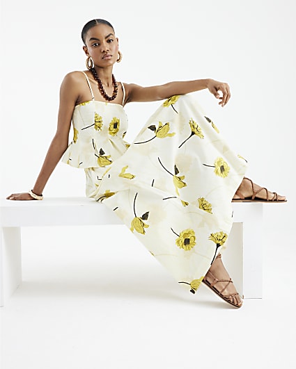 Yellow Floral Maxi Skirt