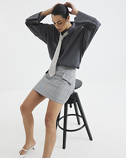 Grey Check Mini Skirt