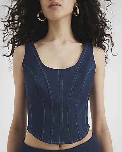 Blue Denim Tailored Corset Top