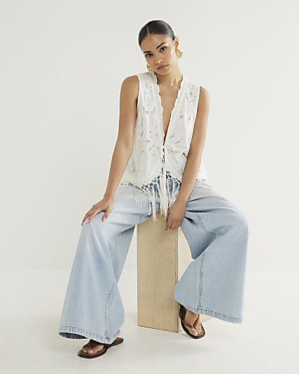 Petite Blue Low Rise Baggy Jeans