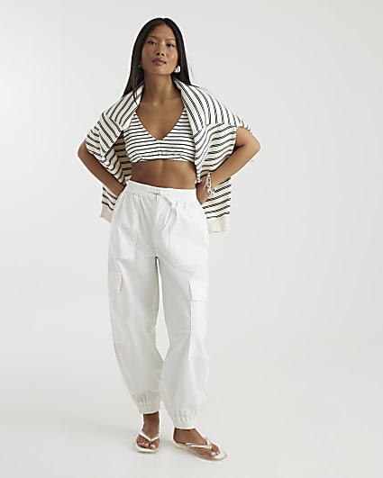Petite White Cargo Trousers