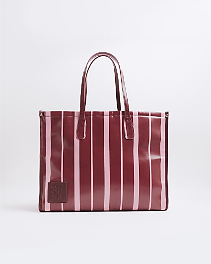 Pink Striped Coated Tote Bag