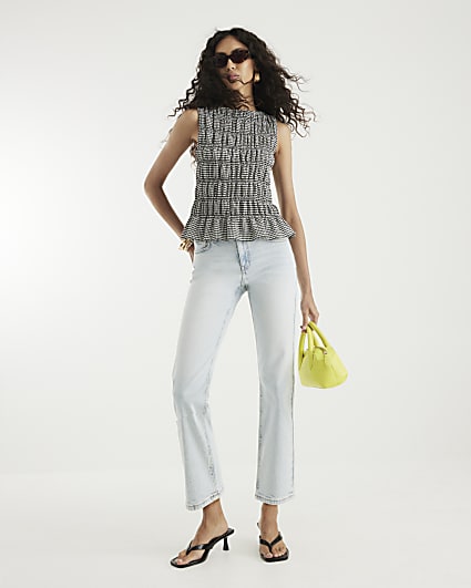 Blue Slim Fit Cropped Jeans