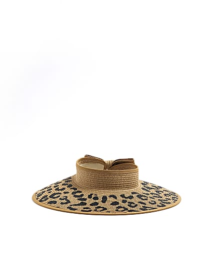 Beige Leopard Oversized Visor Hat