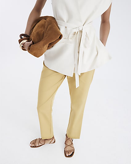 Beige Slim Cigarette Trousers
