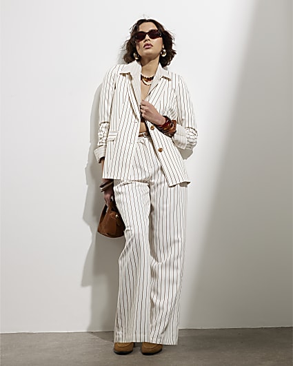 White Stripe Oversized Blazer