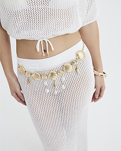 Gold Shell Charm Chain Belt
