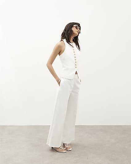 White Wide Leg Trousers