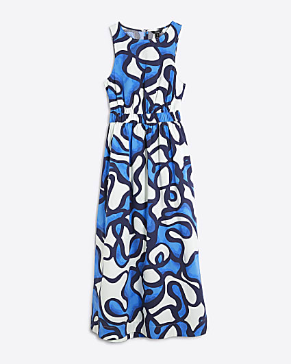 Petite Blue Sleeveless Cut Out Midi Dress