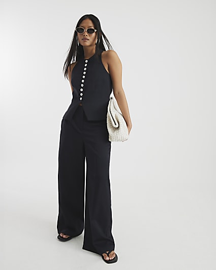 Petite Black Wide Leg Trousers
