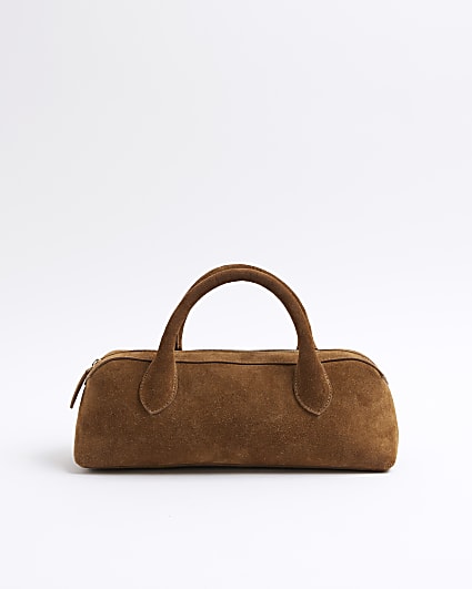 Brown Premium Suede Bowler Bag