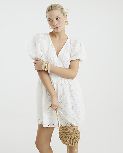 White Premium Broderie Mini Dress