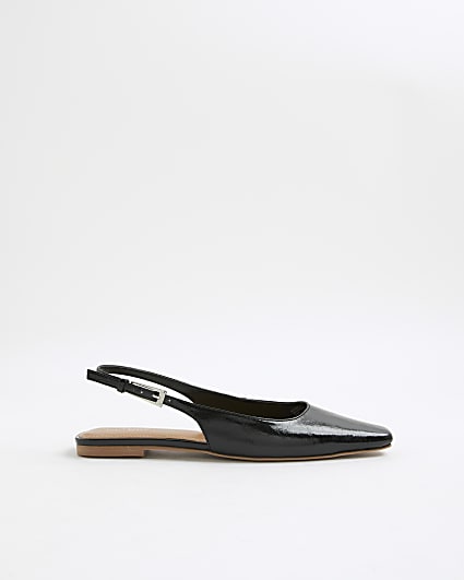 Black Slingback Pointed Toe Flat Shoes