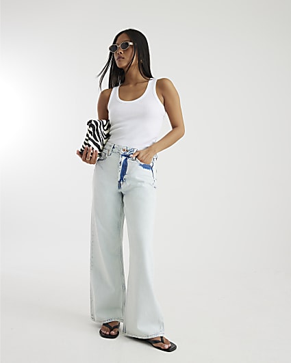 Petite Blue Relaxed Straight Leg Jeans