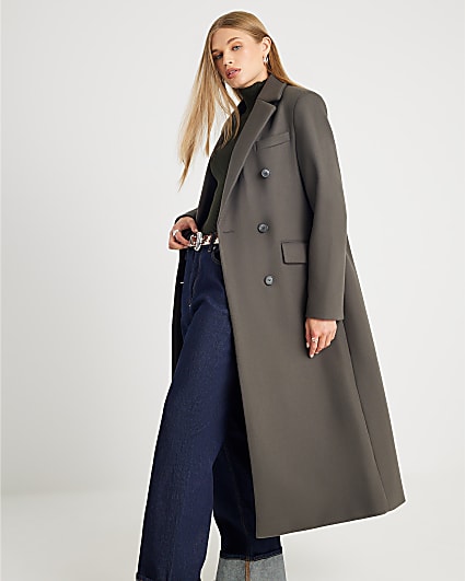Khaki Tailored Double Breased Coat