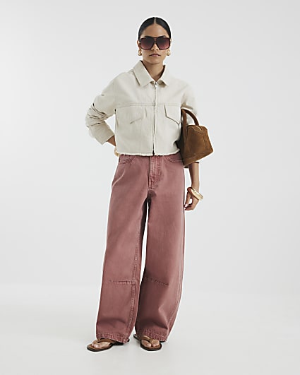Petite Pink High Rise Balloon Leg Jeans