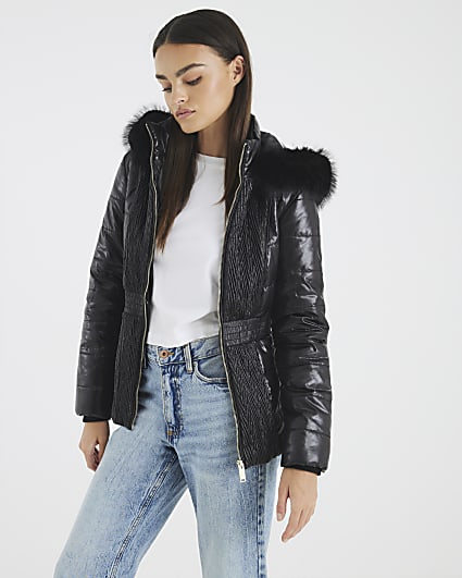 Black High Shine Padded Jacket