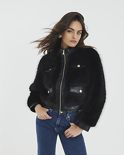 Black Faux Fur Trophy Jacket