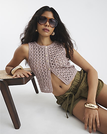 Beige Crochet Waistcoat
