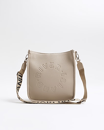 Beige Logo Messenger Bag