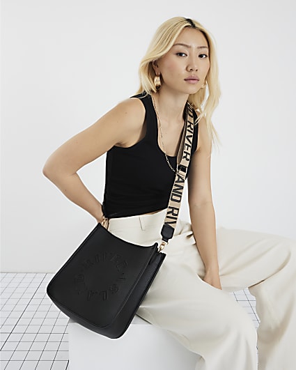 Black Logo Messenger Bag