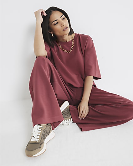Petite Red Premium Wide Leg Joggers