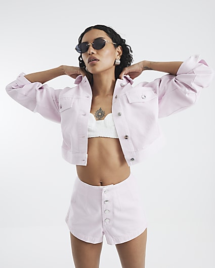 Pink Denim High Waisted Shorts